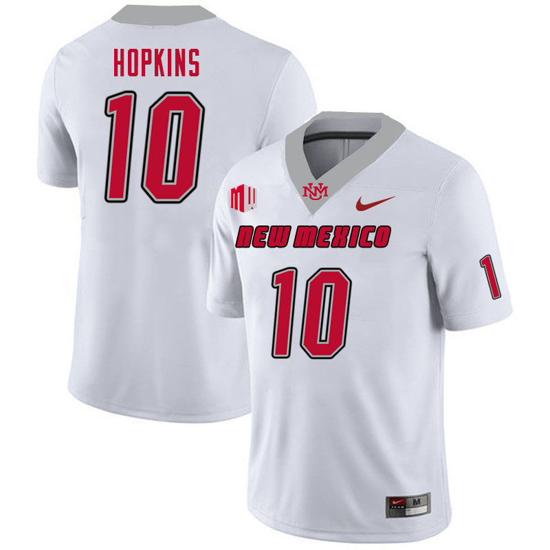 Men-Youth #10 Dylan Hopkins New Mexico Lobos 2023 College Football Jerseys Stitched-White